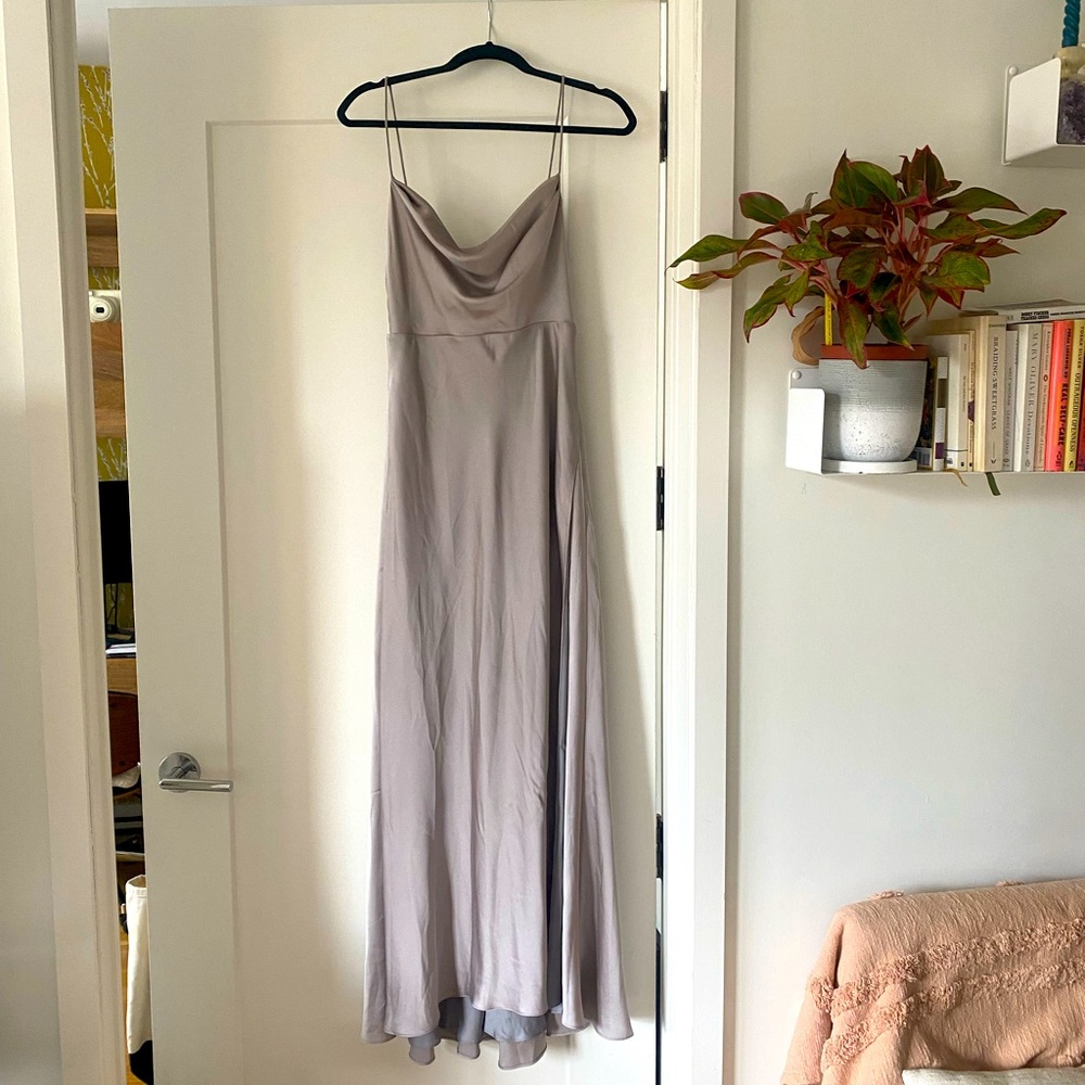 Silver/grey slip maxi dress gown